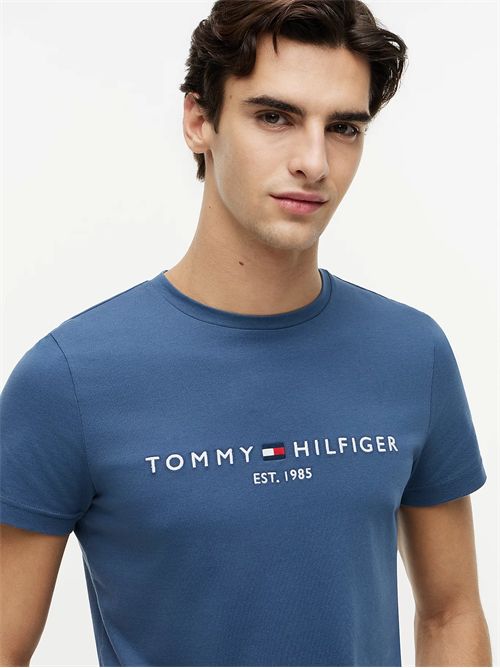 T-shirt in jersey a righe con logo ricamato TOMMY HILFIGER | MW0MW11797/DBZ